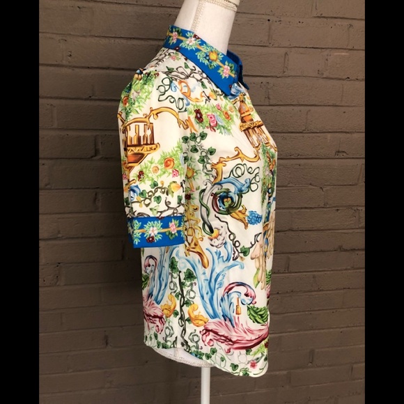 Vintage Liang Dian Yi Zu print blouse M-L - Picture 7 of 11